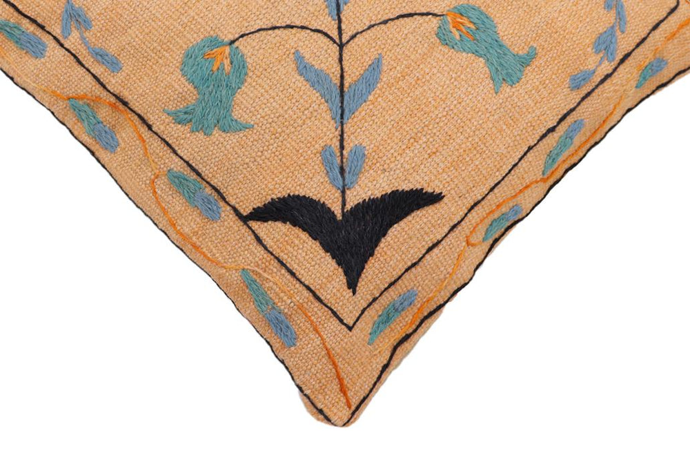 handmade Traditional Pillow Orange Blue Hand-Woven SQUARE 100% WOOL Handmade pillow