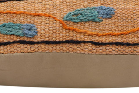 handmade Traditional Pillow Orange Blue Hand-Woven SQUARE 100% WOOL Handmade pillow