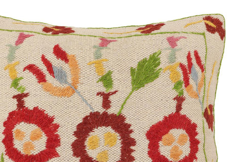 handmade Traditional Pillow Beige Red Hand-Woven SQUARE 100% WOOL Handmade pillow