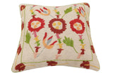 handmade Traditional Pillow Beige Red Hand-Woven SQUARE 100% WOOL Handmade pillow