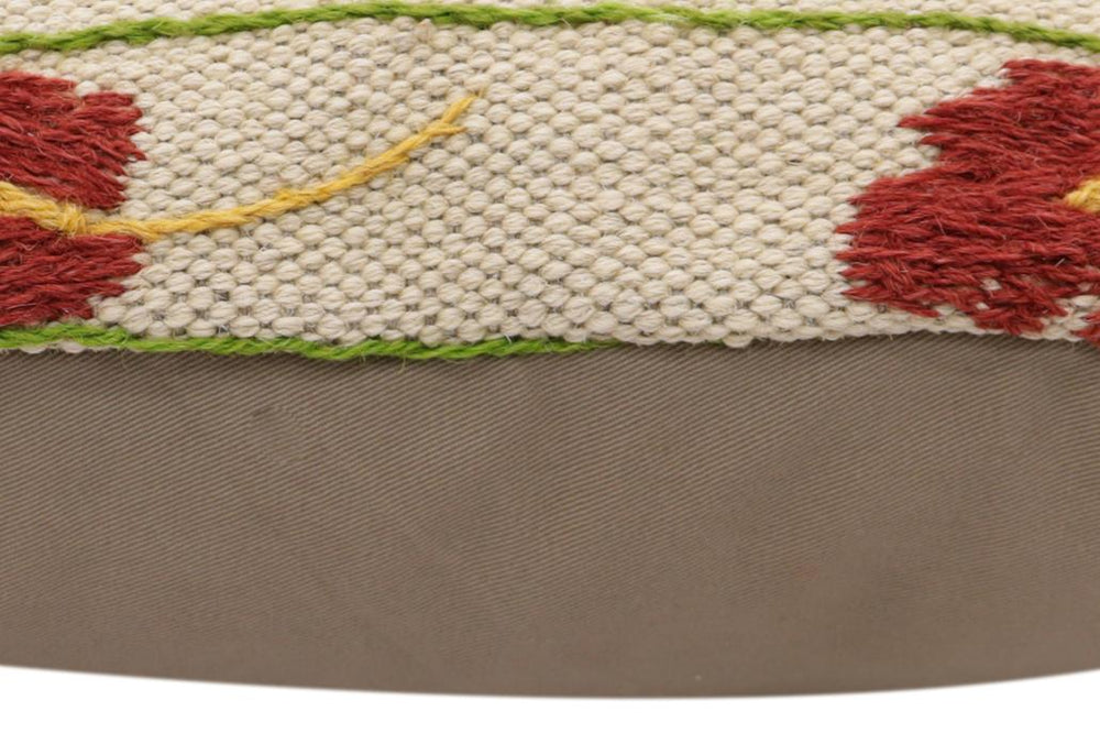 handmade Traditional Pillow Beige Red Hand-Woven SQUARE 100% WOOL Handmade pillow