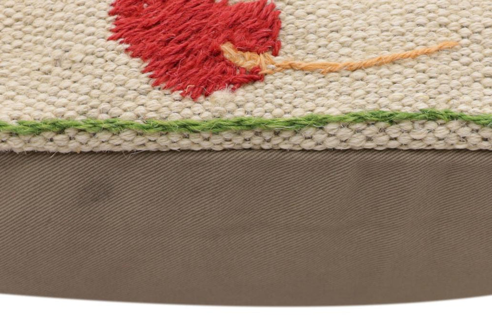 handmade Traditional Pillow Beige Red Hand-Woven SQUARE 100% WOOL Handmade pillow