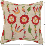 handmade Traditional Pillow Beige Red Hand-Woven SQUARE 100% WOOL Handmade pillow