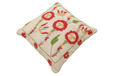 handmade Traditional Pillow Beige Red Hand-Woven SQUARE 100% WOOL Handmade pillow