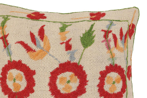 handmade Traditional Pillow Beige Red Hand-Woven SQUARE 100% WOOL Handmade pillow