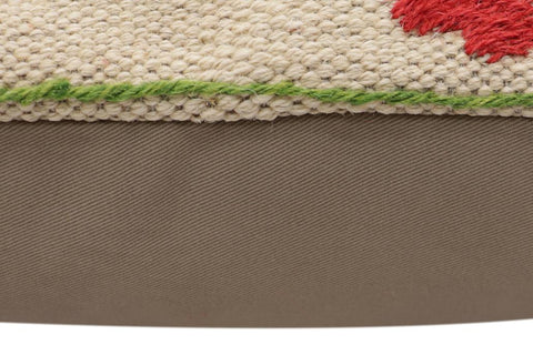 handmade Traditional Pillow Beige Red Hand-Woven SQUARE 100% WOOL Handmade pillow