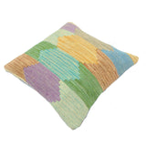 handmade Modern Pillow Blue Beige Hand-Woven SQUARE 100% WOOL  Hand woven turkish pillow  2 x 2