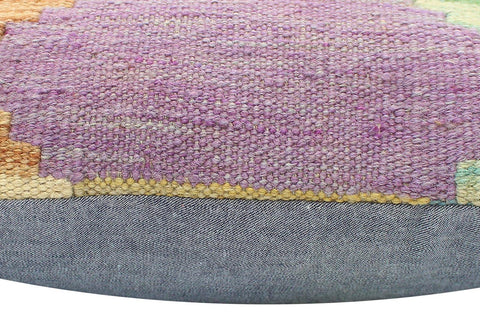 handmade Modern Pillow Blue Beige Hand-Woven SQUARE 100% WOOL  Hand woven turkish pillow  2 x 2