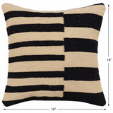 handmade Modern Pillow Beige Black Hand-Woven SQUARE 100% WOOL  Hand woven turkish pillow  2 x 2