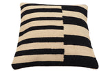 handmade Modern Pillow Beige Black Hand-Woven SQUARE 100% WOOL  Hand woven turkish pillow  2 x 2