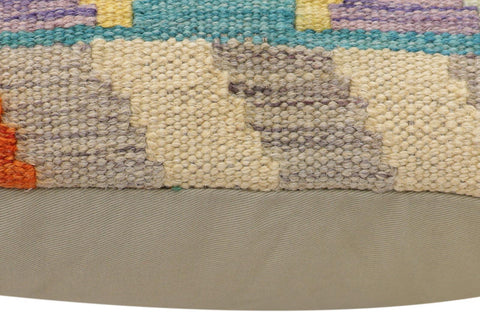 handmade Traditional Pillow Rust Blue Hand-Woven SQUARE 100% WOOL  Hand woven turkish pillow  2 x 2