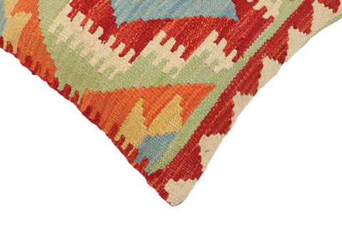 handmade Traditional Pillow Rust Blue Hand-Woven SQUARE 100% WOOL  Hand woven turkish pillow  2 x 2