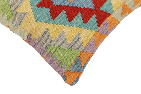 handmade Traditional Pillow Rust Blue Hand-Woven SQUARE 100% WOOL  Hand woven turkish pillow  2 x 2