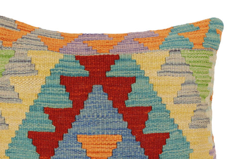 handmade Traditional Pillow Rust Blue Hand-Woven SQUARE 100% WOOL  Hand woven turkish pillow  2 x 2