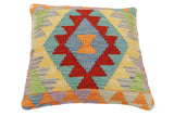 handmade Traditional Pillow Rust Blue Hand-Woven SQUARE 100% WOOL  Hand woven turkish pillow  2 x 2