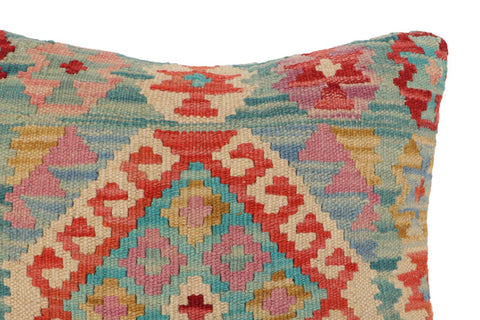 handmade Traditional Pillow Blue Red Hand-Woven SQUARE 100% WOOL  Hand woven turkish pillow  2 x 2