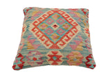 handmade Traditional Pillow Blue Red Hand-Woven SQUARE 100% WOOL  Hand woven turkish pillow  2 x 2