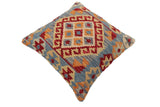 handmade Traditional Pillow Blue Red Hand-Woven SQUARE 100% WOOL Hand woven turkish pillow2' x 2'