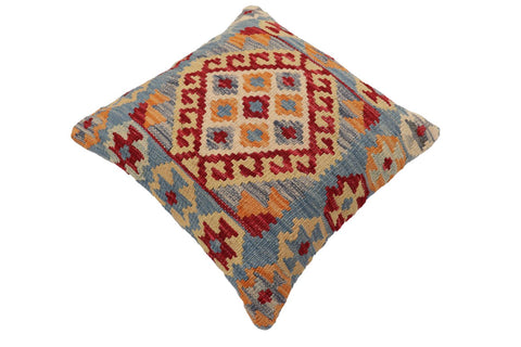handmade Traditional Pillow Blue Red Hand-Woven SQUARE 100% WOOL Hand woven turkish pillow2 x 2