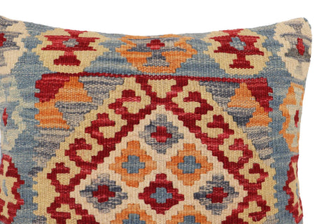 handmade Traditional Pillow Blue Red Hand-Woven SQUARE 100% WOOL Hand woven turkish pillow2 x 2