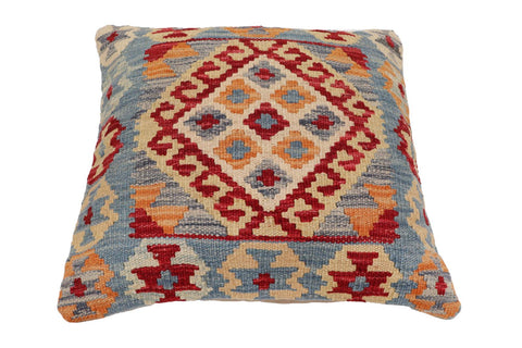 handmade Traditional Pillow Blue Red Hand-Woven SQUARE 100% WOOL Hand woven turkish pillow2 x 2