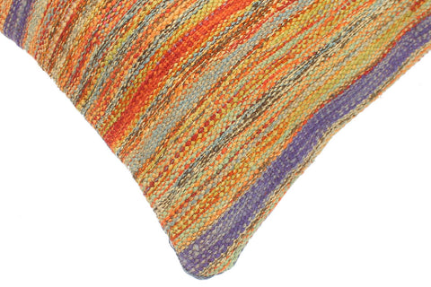 handmade Modern Pillow Rust Blue Hand-Woven SQUARE 100% WOOL  Hand woven turkish pillow  2 x 2