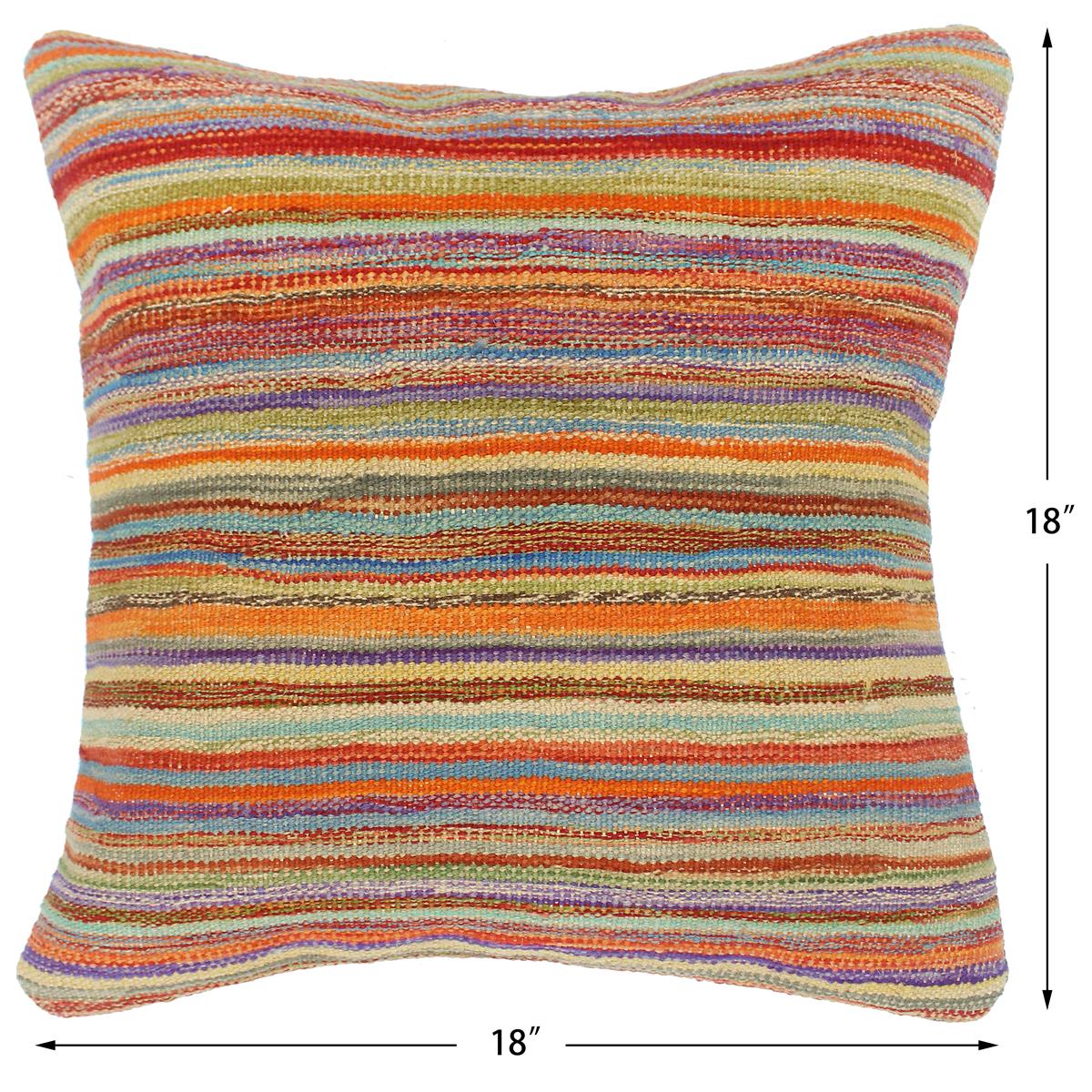 handmade Modern Pillow Rust Blue Hand-Woven SQUARE 100% WOOL  Hand woven turkish pillow  2 x 2