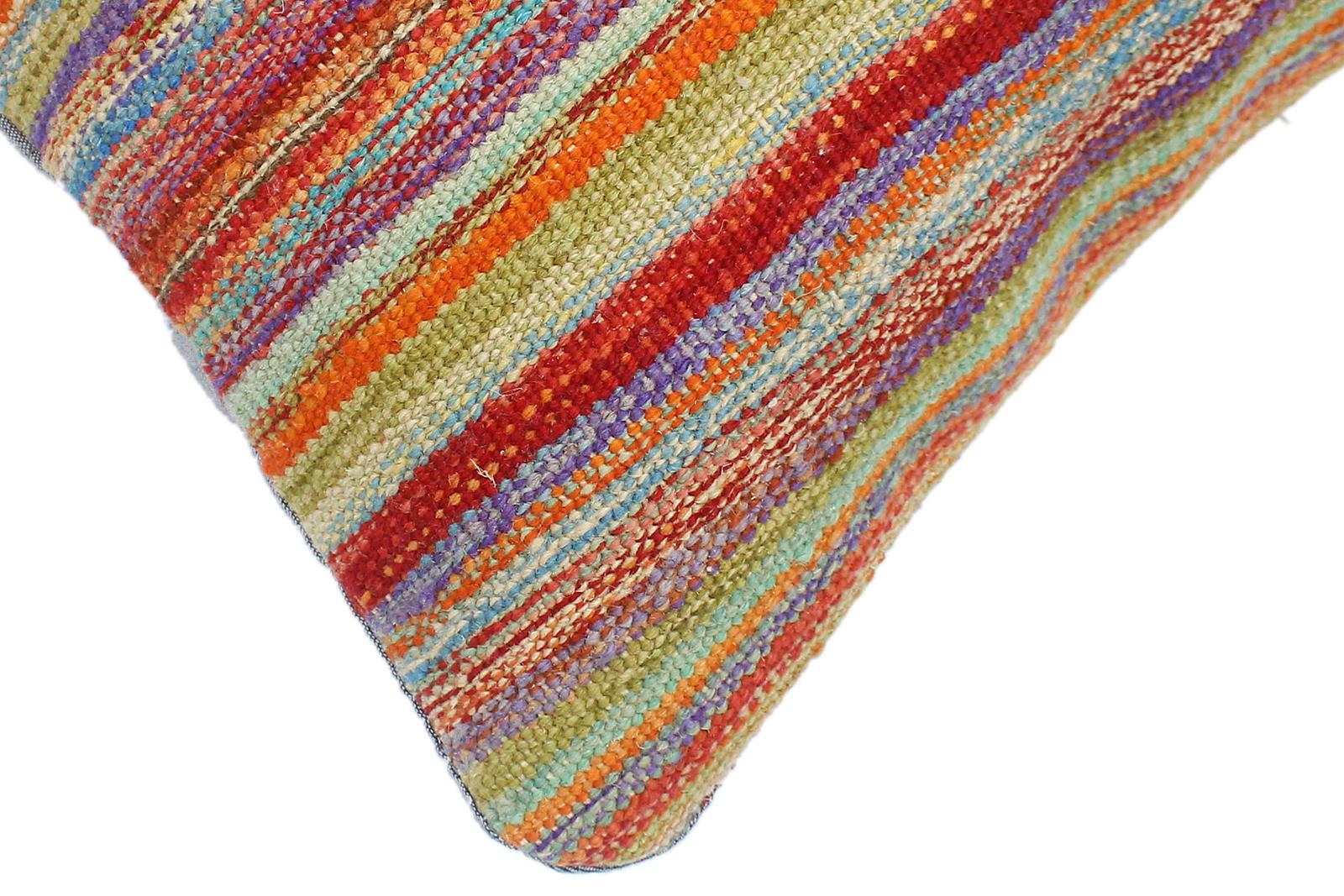 handmade Modern Pillow Rust Blue Hand-Woven SQUARE 100% WOOL  Hand woven turkish pillow  2 x 2