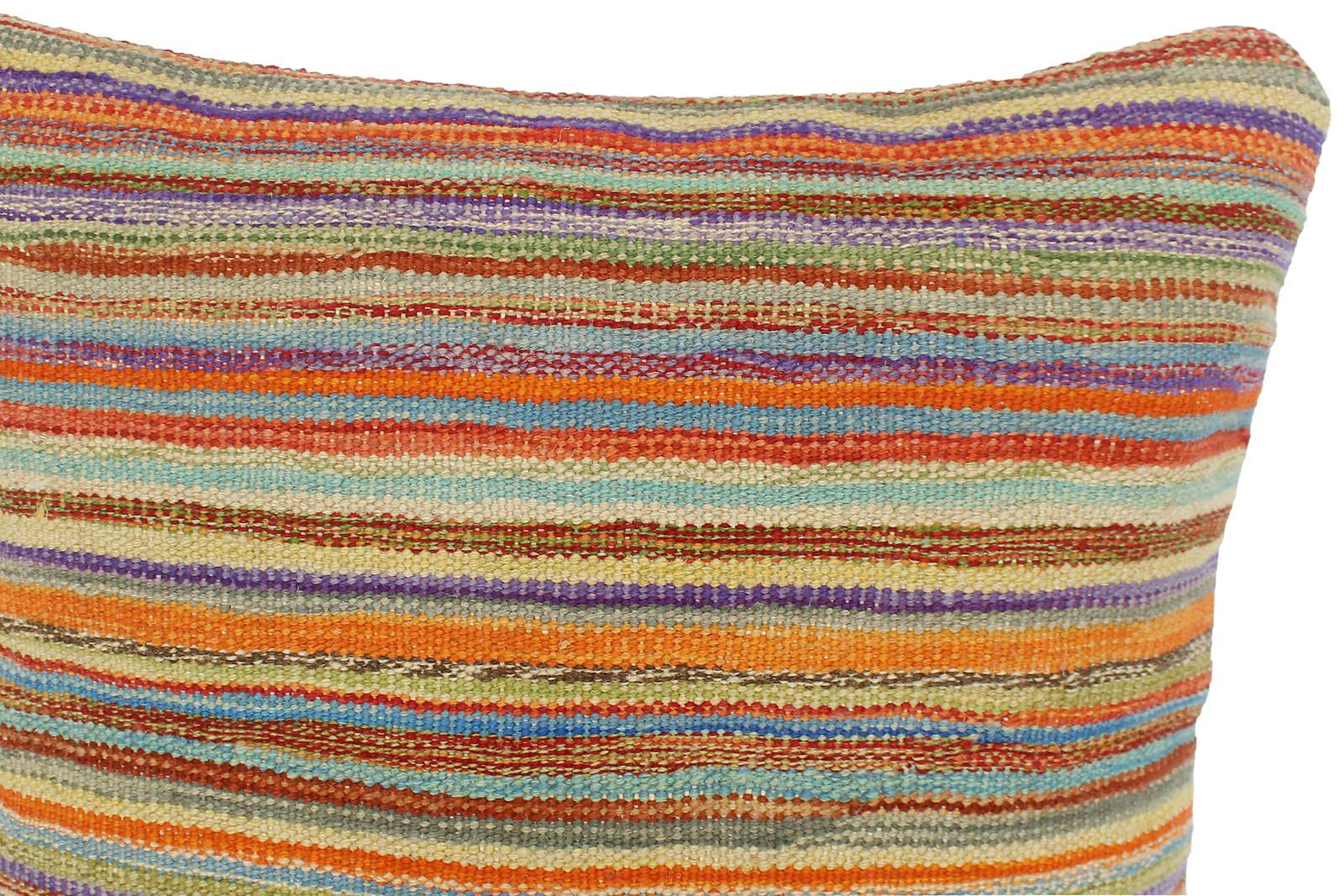 handmade Modern Pillow Rust Blue Hand-Woven SQUARE 100% WOOL  Hand woven turkish pillow  2 x 2