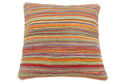 handmade Modern Pillow Rust Blue Hand-Woven SQUARE 100% WOOL  Hand woven turkish pillow  2 x 2