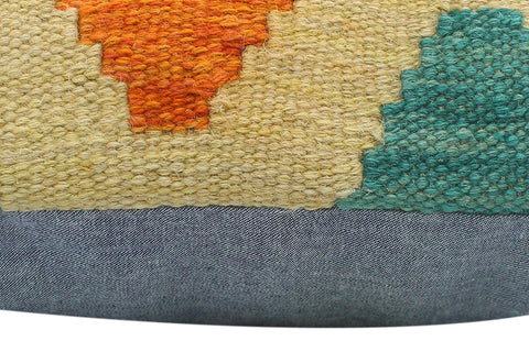 handmade Modern Pillow Rust Blue Hand-Woven SQUARE 100% WOOL  Hand woven turkish pillow  2 x 2