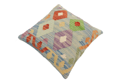 handmade Traditional Pillow Blue Rust Hand-Woven SQUARE 100% WOOL Hand woven turkish pillow2 x 2