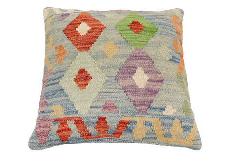 handmade Traditional Pillow Blue Rust Hand-Woven SQUARE 100% WOOL Hand woven turkish pillow2 x 2