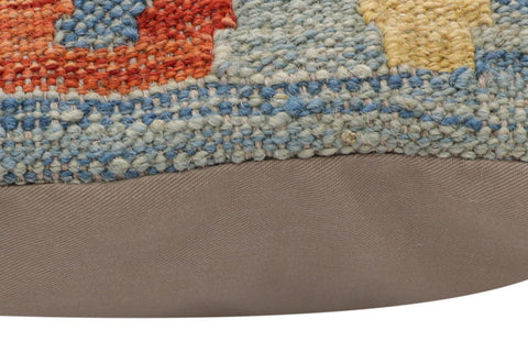 handmade Traditional Pillow Blue Rust Hand-Woven SQUARE 100% WOOL Hand woven turkish pillow2 x 2