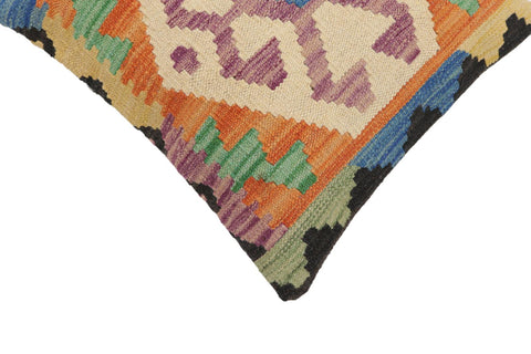 handmade Traditional Pillow Blue Beige Hand-Woven SQUARE 100% WOOL Hand woven turkish pillow2 x 2