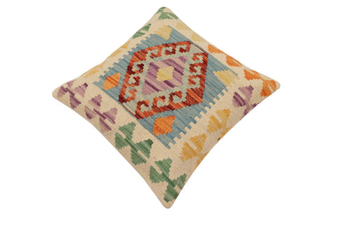 handmade Traditional Pillow Blue Rust Hand-Woven SQUARE 100% WOOL Hand woven turkish pillow2 x 2