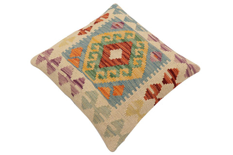 handmade Traditional Pillow Blue Rust Hand-Woven SQUARE 100% WOOL Hand woven turkish pillow2 x 2