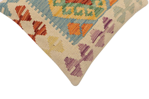 handmade Traditional Pillow Blue Rust Hand-Woven SQUARE 100% WOOL Hand woven turkish pillow2 x 2