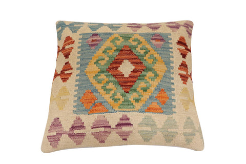 handmade Traditional Pillow Blue Rust Hand-Woven SQUARE 100% WOOL Hand woven turkish pillow2 x 2
