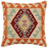 handmade Traditional Pillow Red Rust Hand-Woven SQUARE 100% WOOL  Hand woven turkish pillow  2 x 2