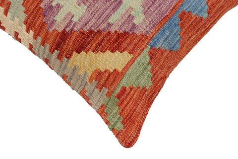 handmade Traditional Pillow Rust Blue Hand-Woven SQUARE 100% WOOL Hand woven turkish pillow2 x 2