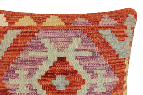 handmade Traditional Pillow Rust Blue Hand-Woven SQUARE 100% WOOL Hand woven turkish pillow2 x 2