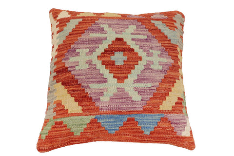handmade Traditional Pillow Rust Blue Hand-Woven SQUARE 100% WOOL Hand woven turkish pillow2 x 2