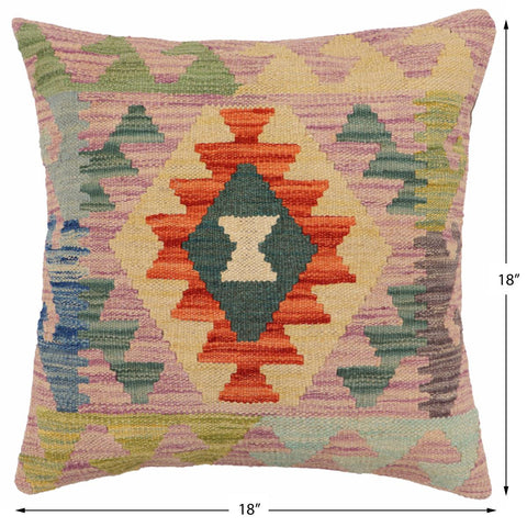 handmade Traditional Pillow Blue Rust Hand-Woven SQUARE 100% WOOL Hand woven turkish pillow2 x 2