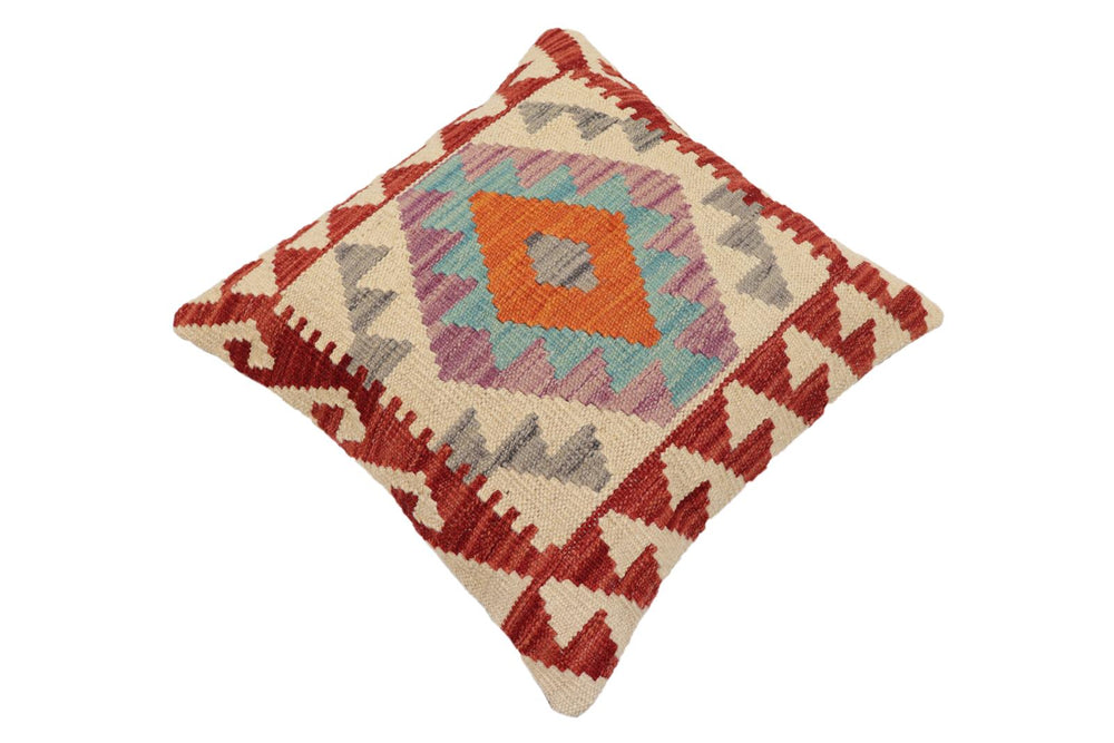 handmade Traditional Pillow Red Blue Hand-Woven SQUARE 100% WOOL Hand woven turkish pillow2' x 2'