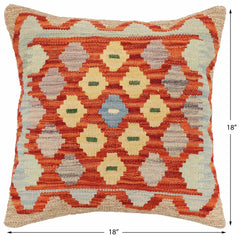handmade Traditional Pillow Rust Blue Hand-Woven SQUARE 100% WOOL Hand woven turkish pillow2' x 2'