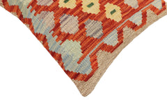 handmade Traditional Pillow Rust Blue Hand-Woven SQUARE 100% WOOL Hand woven turkish pillow2' x 2'