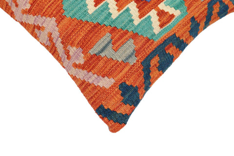 handmade Traditional Pillow Rust Blue Hand-Woven SQUARE 100% WOOL Hand woven turkish pillow2 x 2