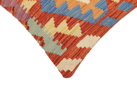 handmade Traditional Pillow Rust Blue Hand-Woven SQUARE 100% WOOL Hand woven turkish pillow2 x 2