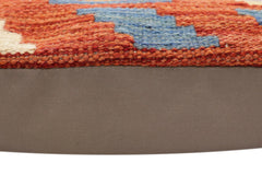 handmade Traditional Pillow Rust Blue Hand-Woven SQUARE 100% WOOL Hand woven turkish pillow2' x 2'